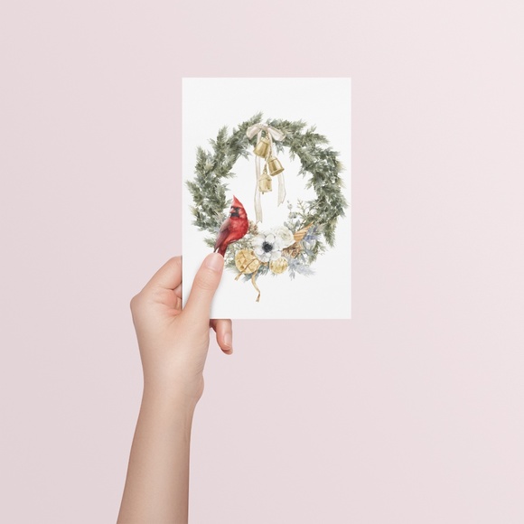 Watercolor Christmas Wreath Wall Art Illustration Print Poster Unframed - Picture 5 of 5